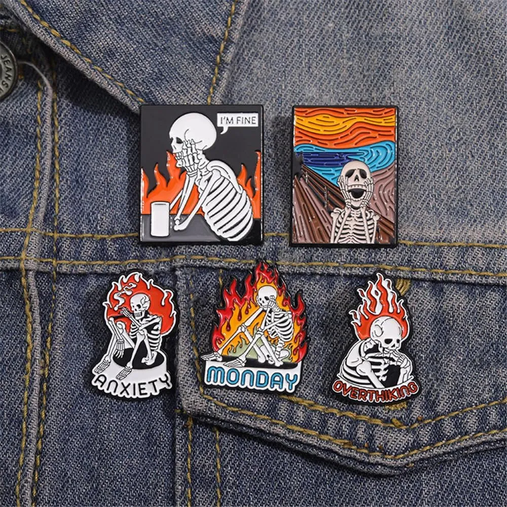 Enamel Pin Set Creative Lovely Brooch Pins Enamel Lapel Pin Lettering Pins Lapel Badge