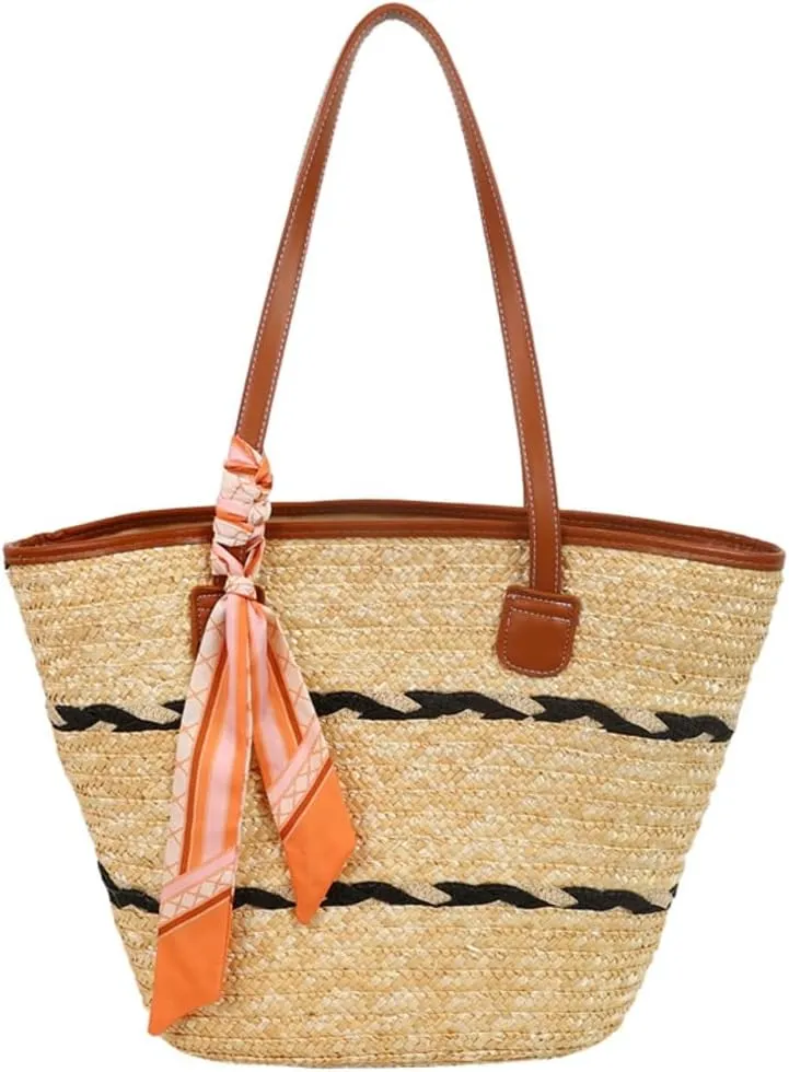 Epsion Summer Shoulder Handbags for Women Chic Beach Woven Natural Straw Hobo Bag Shopping Travel Purses 2025
