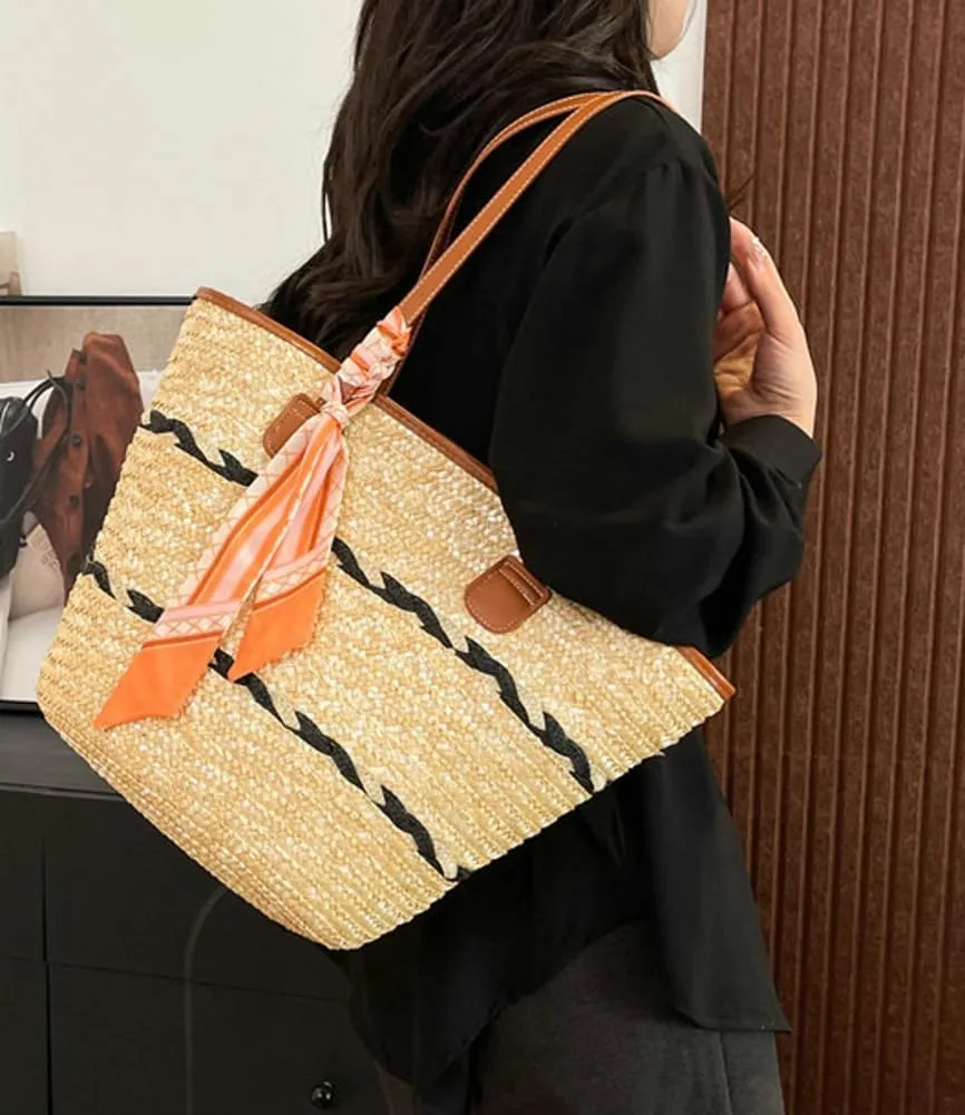 Epsion Summer Shoulder Handbags for Women Chic Beach Woven Natural Straw Hobo Bag Shopping Travel Purses 2025