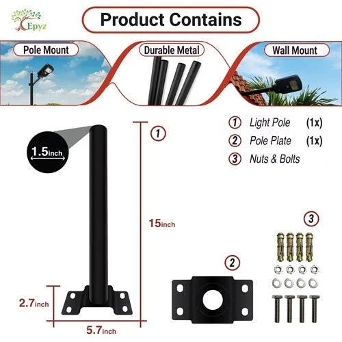 Epyz Black Mounting Short Pole