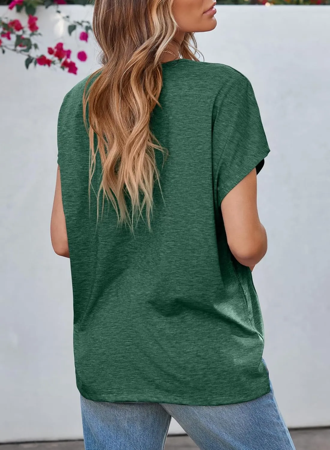EVALESS Womens Fashion Oversized Summer Tops Casual Short Sleeve V Neck Lace Patchwork Shirts 2025 Basic T-Shirts Tee Blouses