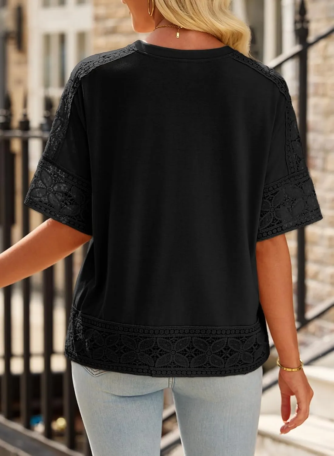 EVALESS Womens Spring Tops Crewneck Short Sleeve Basic Tee Shirts Oversized Summer Outfits Dressy Casual Blouses 2025