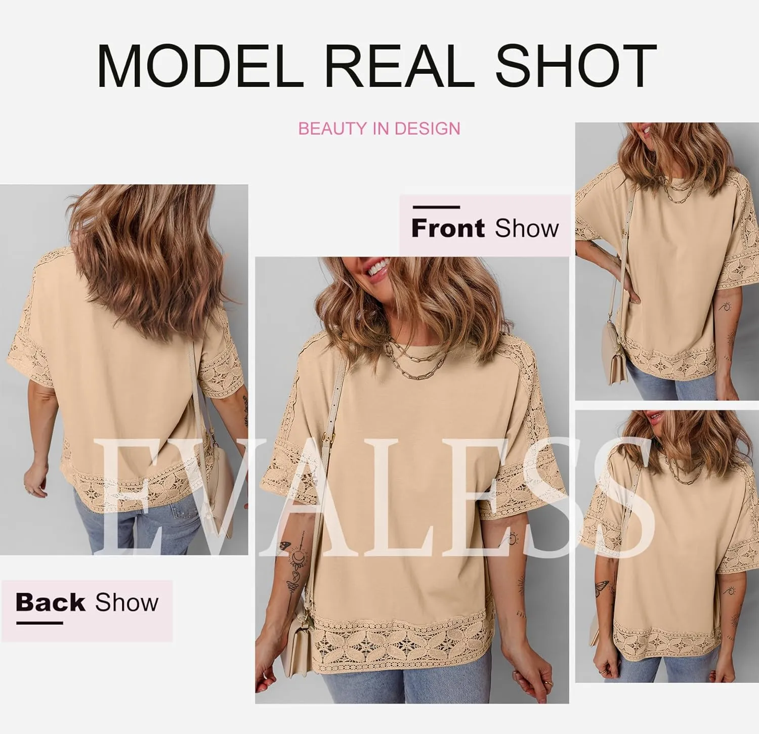 EVALESS Womens Spring Tops Crewneck Short Sleeve Basic Tee Shirts Oversized Summer Outfits Dressy Casual Blouses 2025