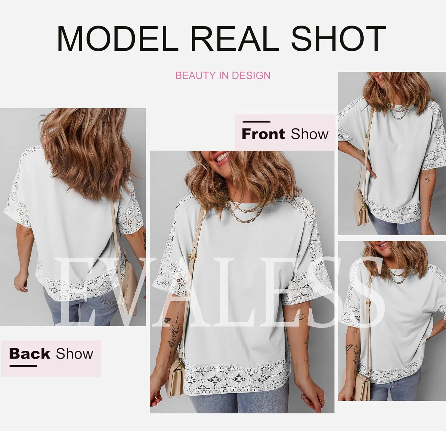 EVALESS Womens Spring Tops Crewneck Short Sleeve Basic Tee Shirts Oversized Summer Outfits Dressy Casual Blouses 2025