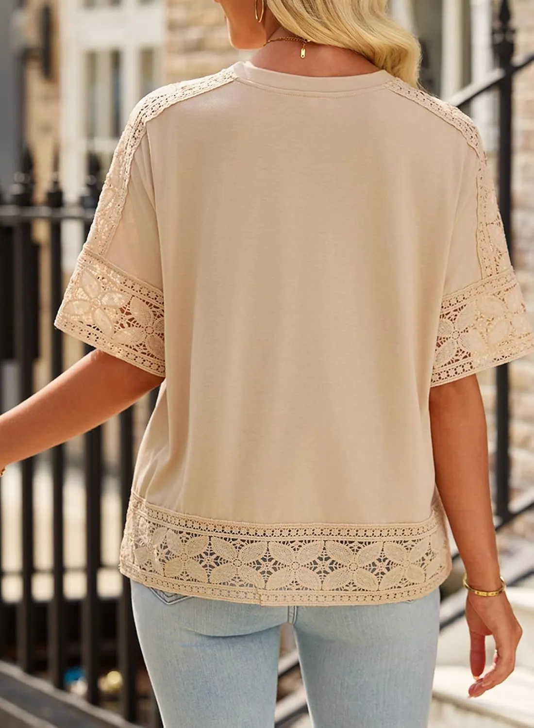 EVALESS Womens Spring Tops Crewneck Short Sleeve Basic Tee Shirts Oversized Summer Outfits Dressy Casual Blouses 2025