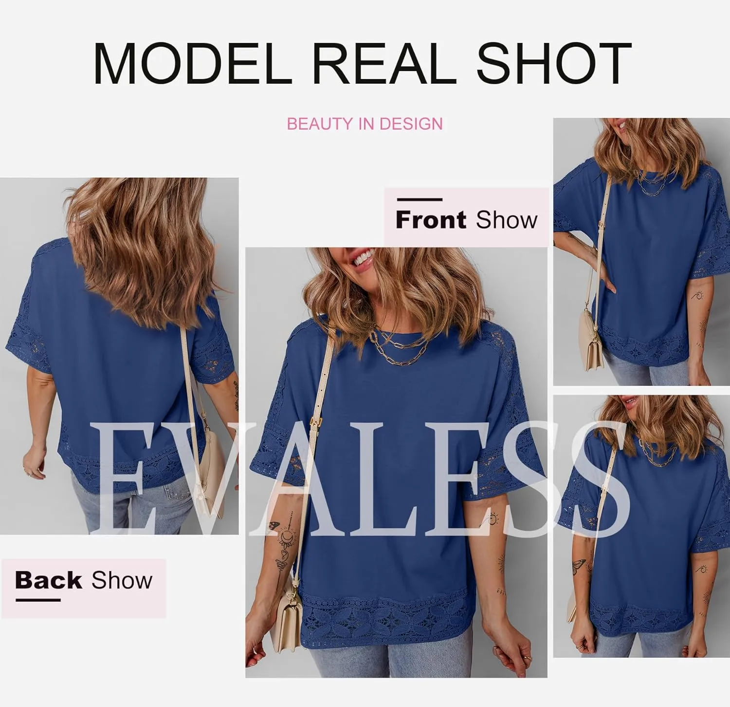 EVALESS Womens Spring Tops Crewneck Short Sleeve Basic Tee Shirts Oversized Summer Outfits Dressy Casual Blouses 2025