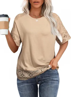 EVALESS Womens Spring Tops Crewneck Short Sleeve Basic Tee Shirts Oversized Summer Outfits Dressy Casual Blouses 2025