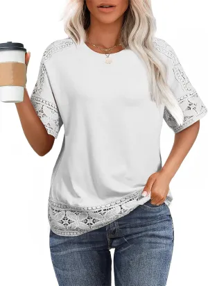 EVALESS Womens Spring Tops Crewneck Short Sleeve Basic Tee Shirts Oversized Summer Outfits Dressy Casual Blouses 2025