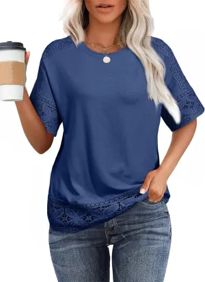 EVALESS Womens Spring Tops Crewneck Short Sleeve Basic Tee Shirts Oversized Summer Outfits Dressy Casual Blouses 2025