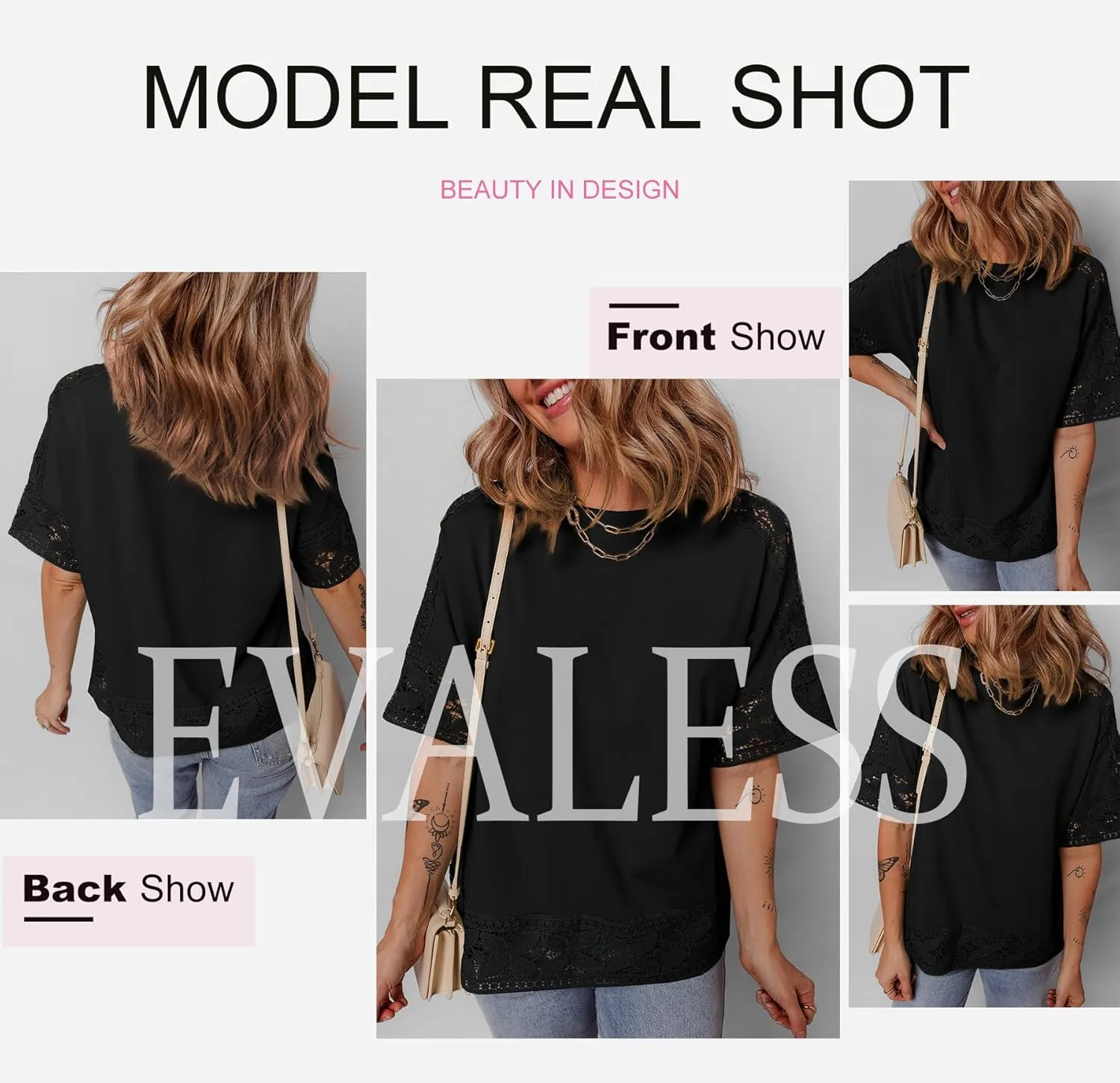 EVALESS Womens Spring Tops Crewneck Short Sleeve Basic Tee Shirts Oversized Summer Outfits Dressy Casual Blouses 2025