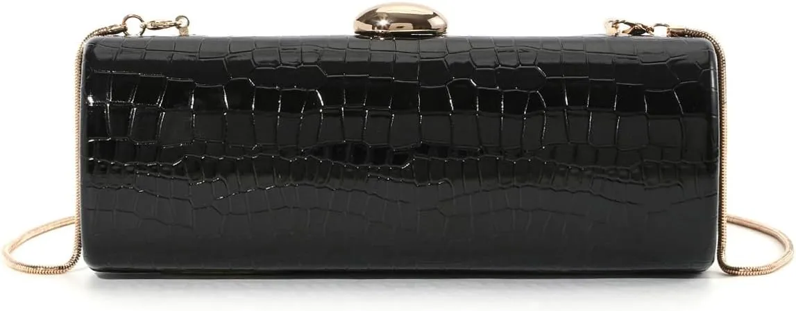 Evening Clutch Purses for Women Elegant Crocodile Embossed Shoulder Handbag PU Leather Magnet Crossbody Bag with Chain