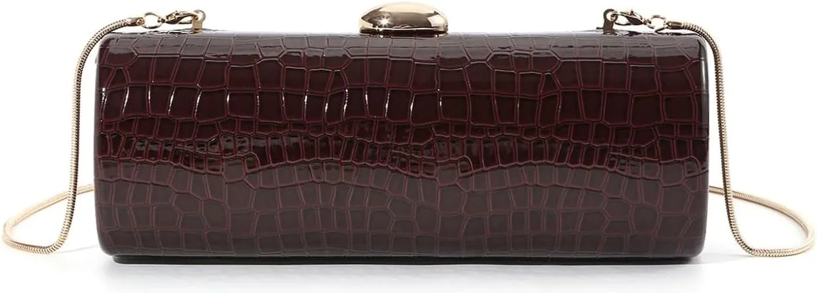 Evening Clutch Purses for Women Elegant Crocodile Embossed Shoulder Handbag PU Leather Magnet Crossbody Bag with Chain