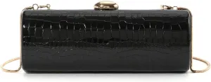 Evening Clutch Purses for Women Elegant Crocodile Embossed Shoulder Handbag PU Leather Magnet Crossbody Bag with Chain