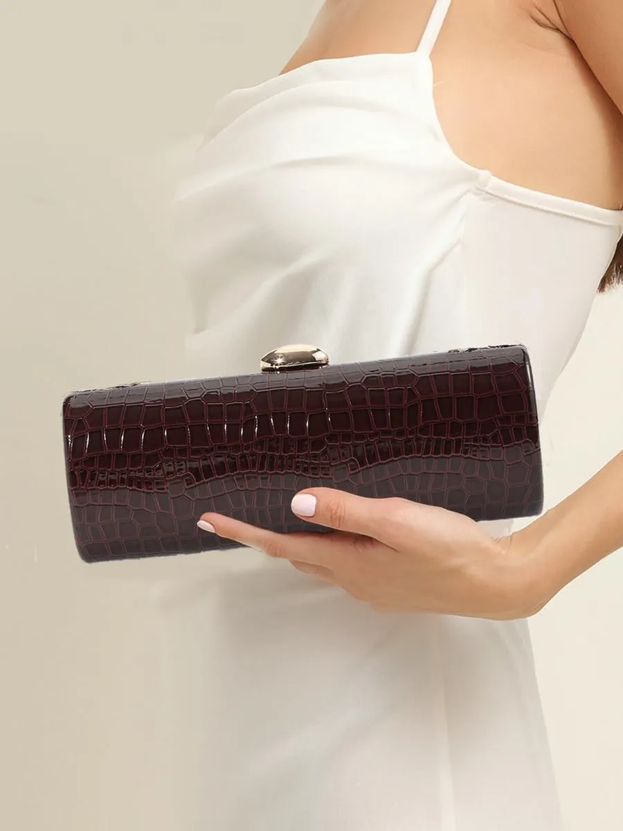 Evening Clutch Purses for Women Elegant Crocodile Embossed Shoulder Handbag PU Leather Magnet Crossbody Bag with Chain