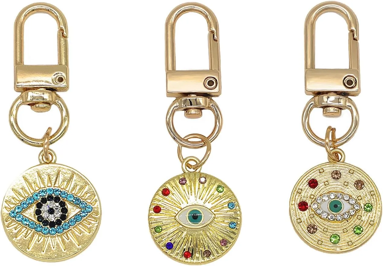 Evil Eye Keychains Set Car Key Ring Bag Purse Keychains Good Luck Amulet protection Charm Keychains for Women Men