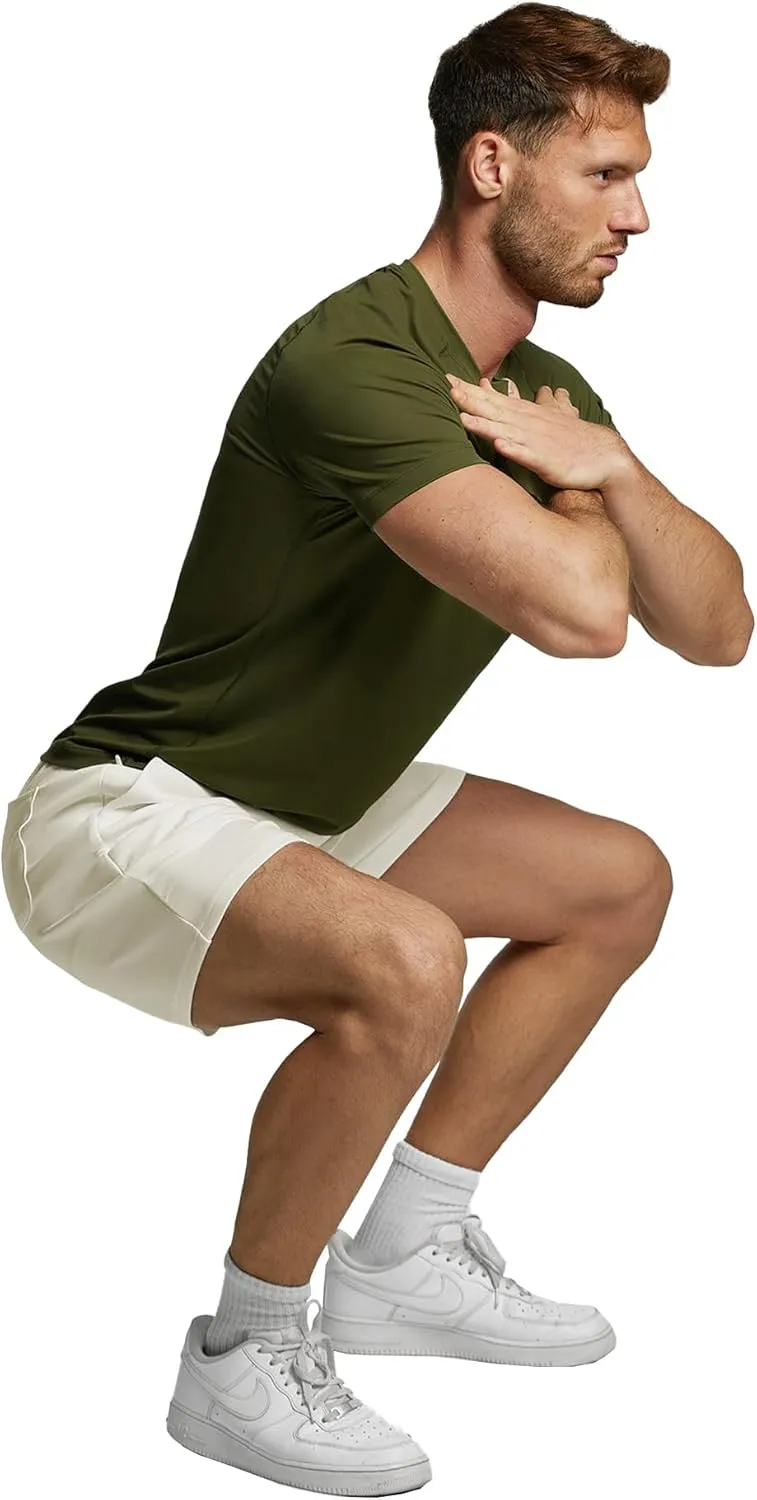 Fioboc Compression Shirts Active Crew Neck Tee Moisture Wicking Quick Dry Gym Running Shirts S-4XL