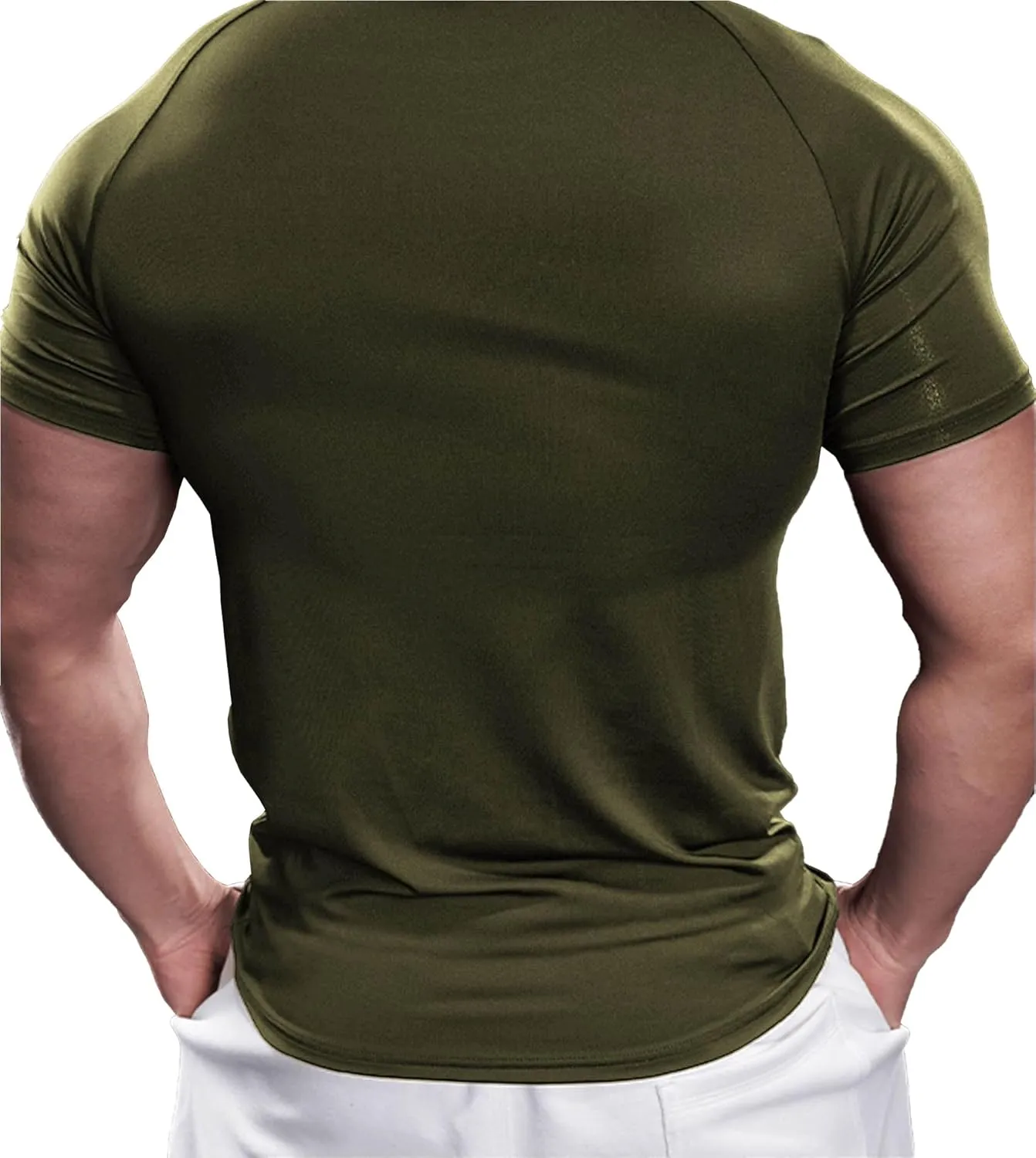 Fioboc Compression Shirts Active Crew Neck Tee Moisture Wicking Quick Dry Gym Running Shirts S-4XL