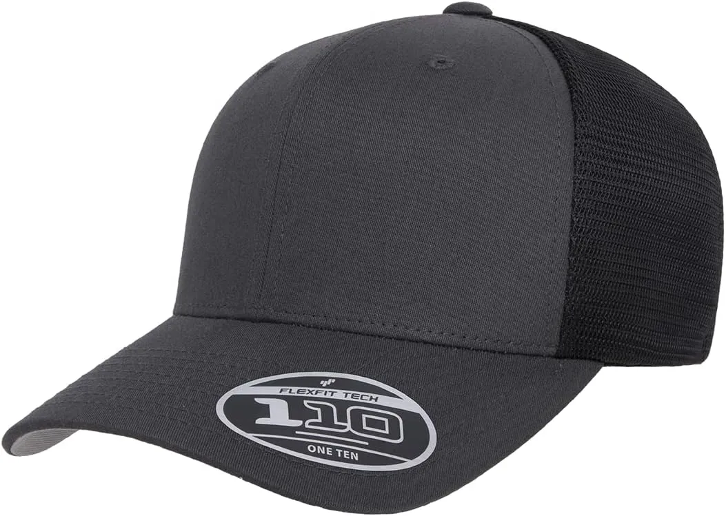 Flexfit 110M Mesh Trucker Mid-Profile Breathable Mesh Back Adjustable Snapback Cap | Bulk Pack Available