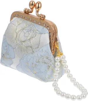 Floral Clutch Bag for Women Vintage Coin Purse Embroidered Makeup Wedding Flower Evening Clutch Purse