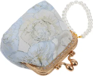 Floral Embroidered Evening Clutch Purse Vintage Coin Purse for Women Chinese Style Brocade Formal Guest Bag Small Elegant Handbag