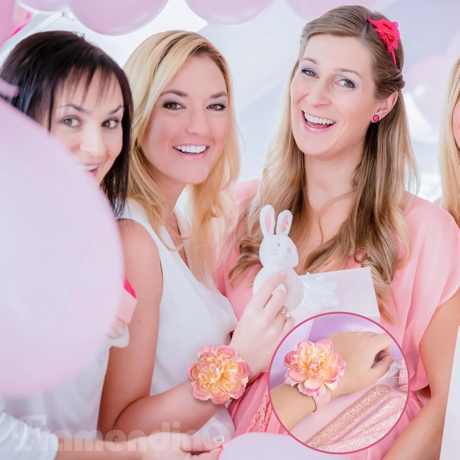 Framendino, laplet Wristlets Wrist Corsage Bracelets Slap Floral Corsage Bracelet for Bridesmaids