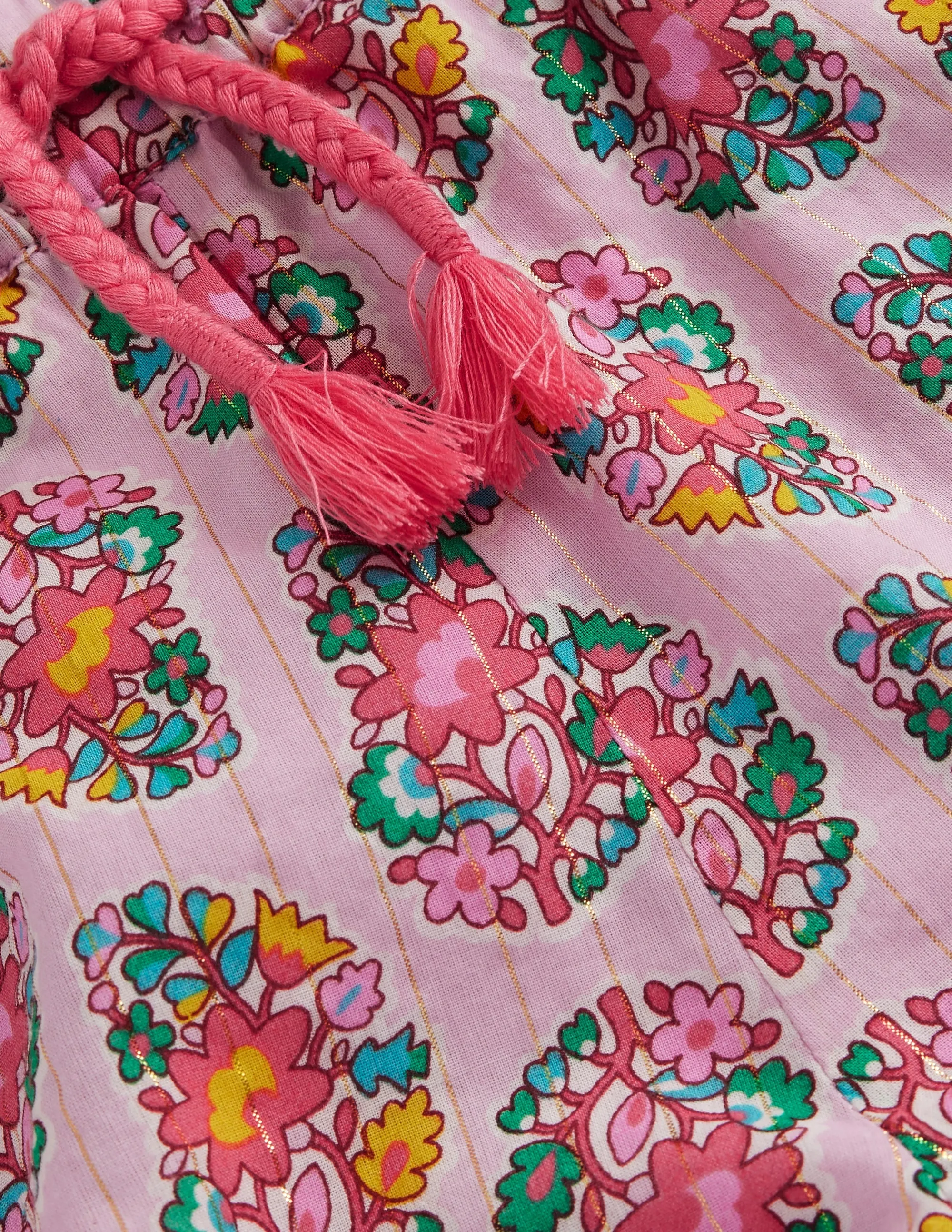 Frill Hem Woven Shorts-Sugared Almond Pink Paisley