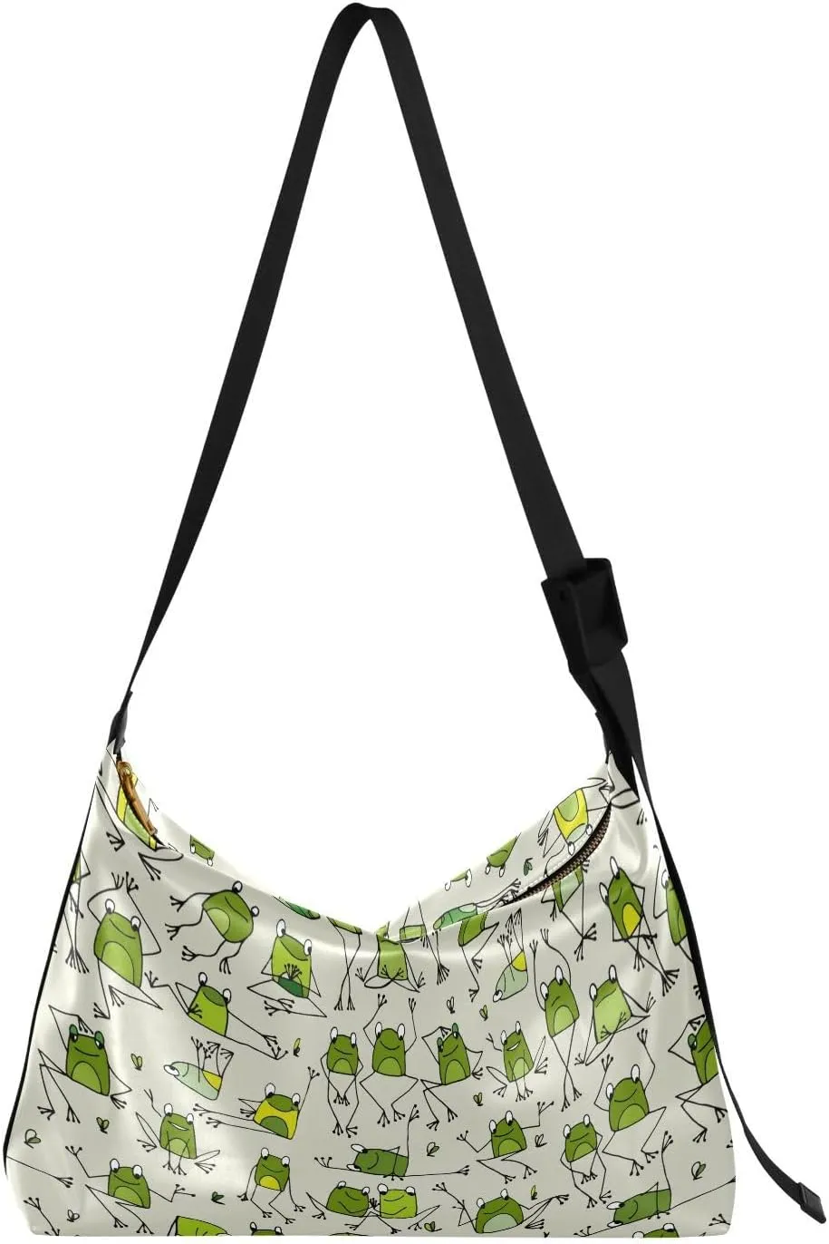Funny Frogs Pattern Hobo Crossbody Bags for Women Leather Large Shoulder Bag Cross Body Trendy Womens Tote Bags Handbag for Travel Shopping