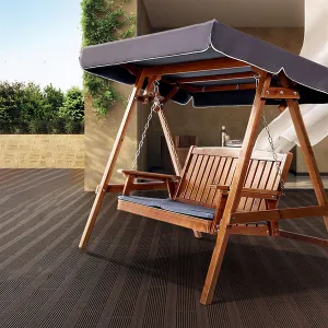 Gardeon Wooden Swing Chair Garden Bench Canopy 3 Seater Outdoor Furniture