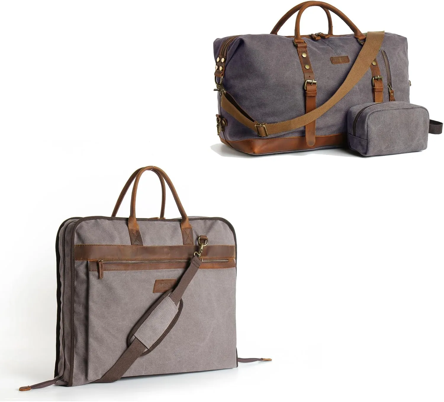 Garment Bags for Travel with 60L Duffle Bag for Men Travel Leather Canvas