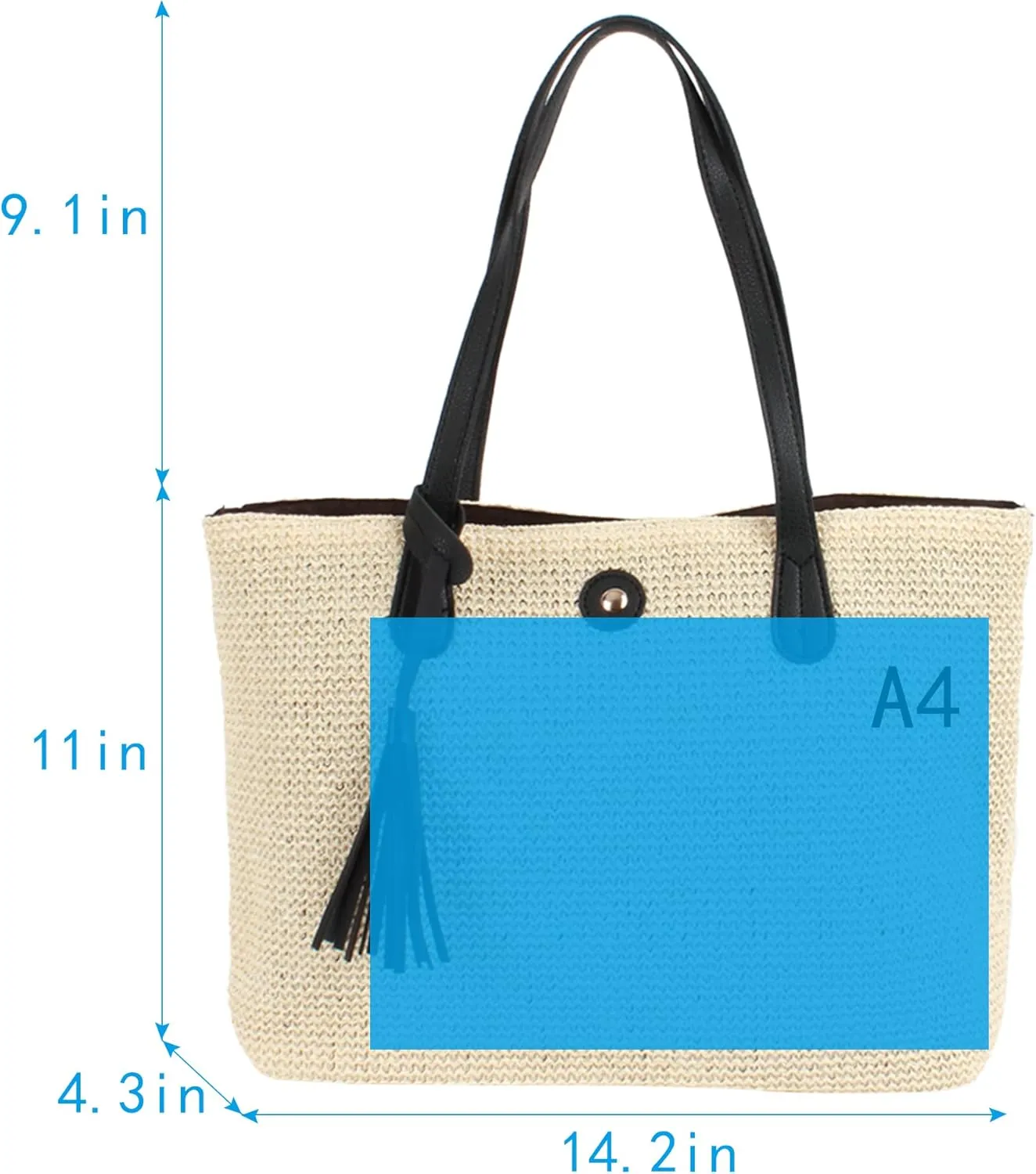 Goclothod Fashion Handbags Women Woven Straw Bag Summer Beach Tote Purse