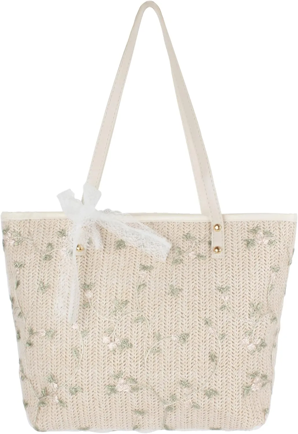 Goclothod Fashion Handbags Women Woven Straw Bag Summer Beach Tote Purse