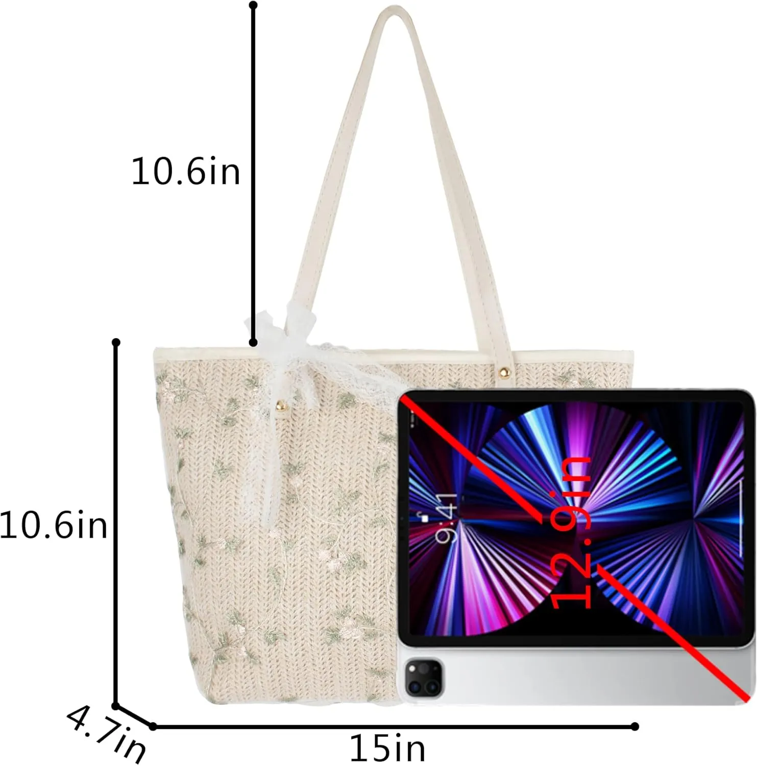 Goclothod Fashion Handbags Women Woven Straw Bag Summer Beach Tote Purse