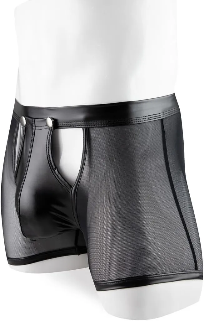 Gogobear Mens Underwear Lingerie Boxer Shorts Pants with Removable Pouch See Through Mesh Boxer Briefs Erotic Clubwear