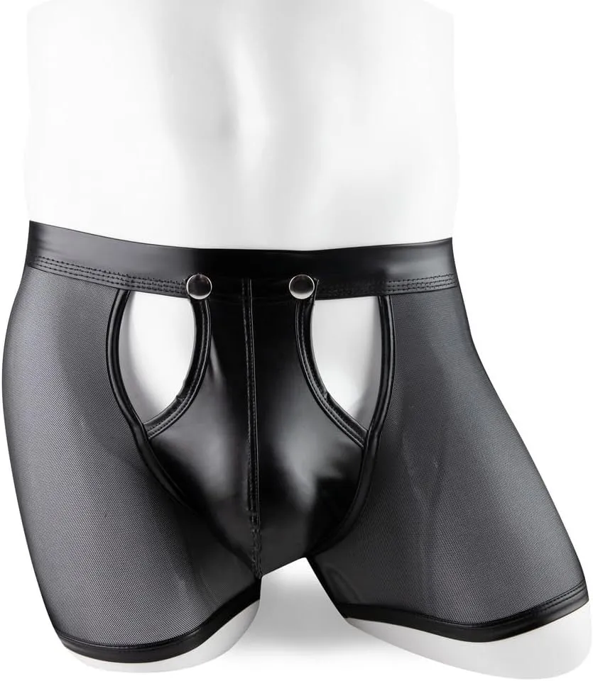 Gogobear Mens Underwear Lingerie Boxer Shorts Pants with Removable Pouch See Through Mesh Boxer Briefs Erotic Clubwear