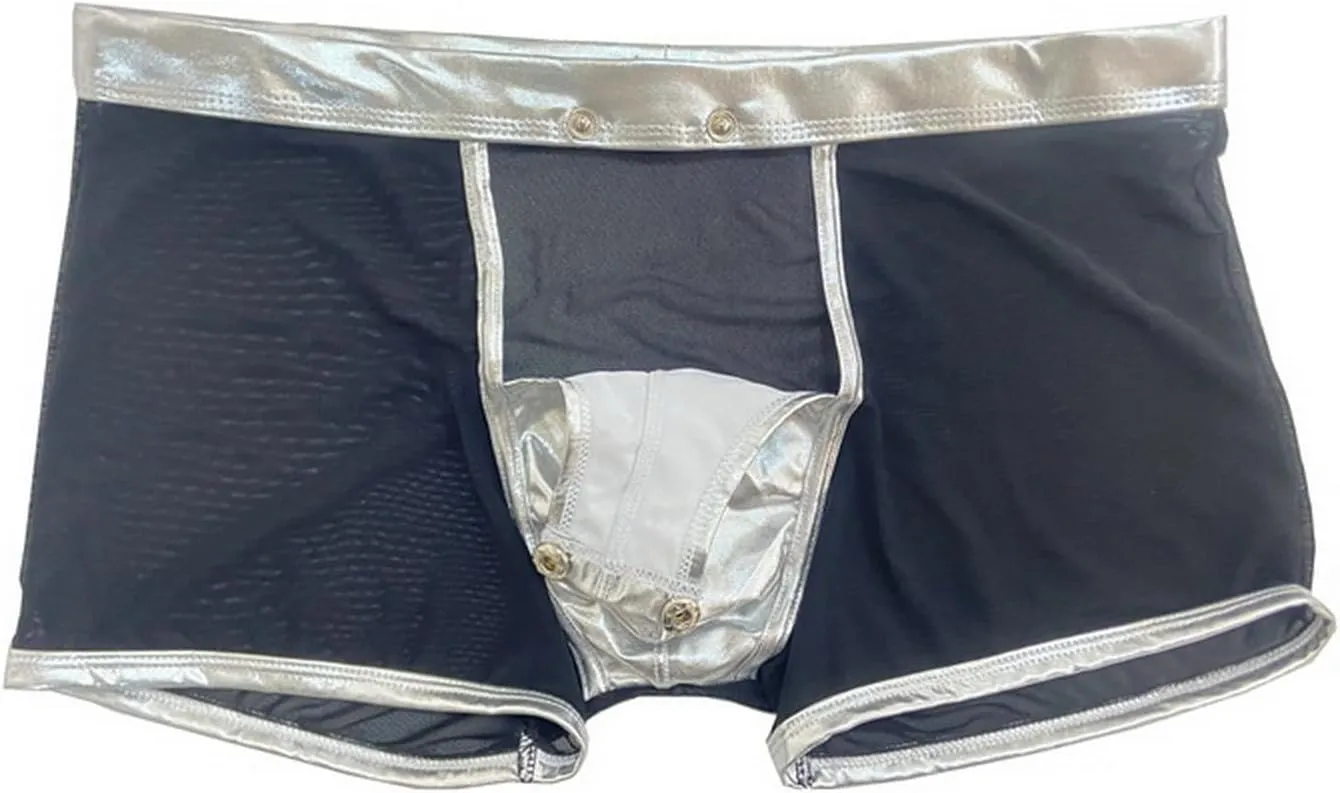 Gogobear Mens Underwear Lingerie Boxer Shorts Pants with Removable Pouch See Through Mesh Boxer Briefs Erotic Clubwear