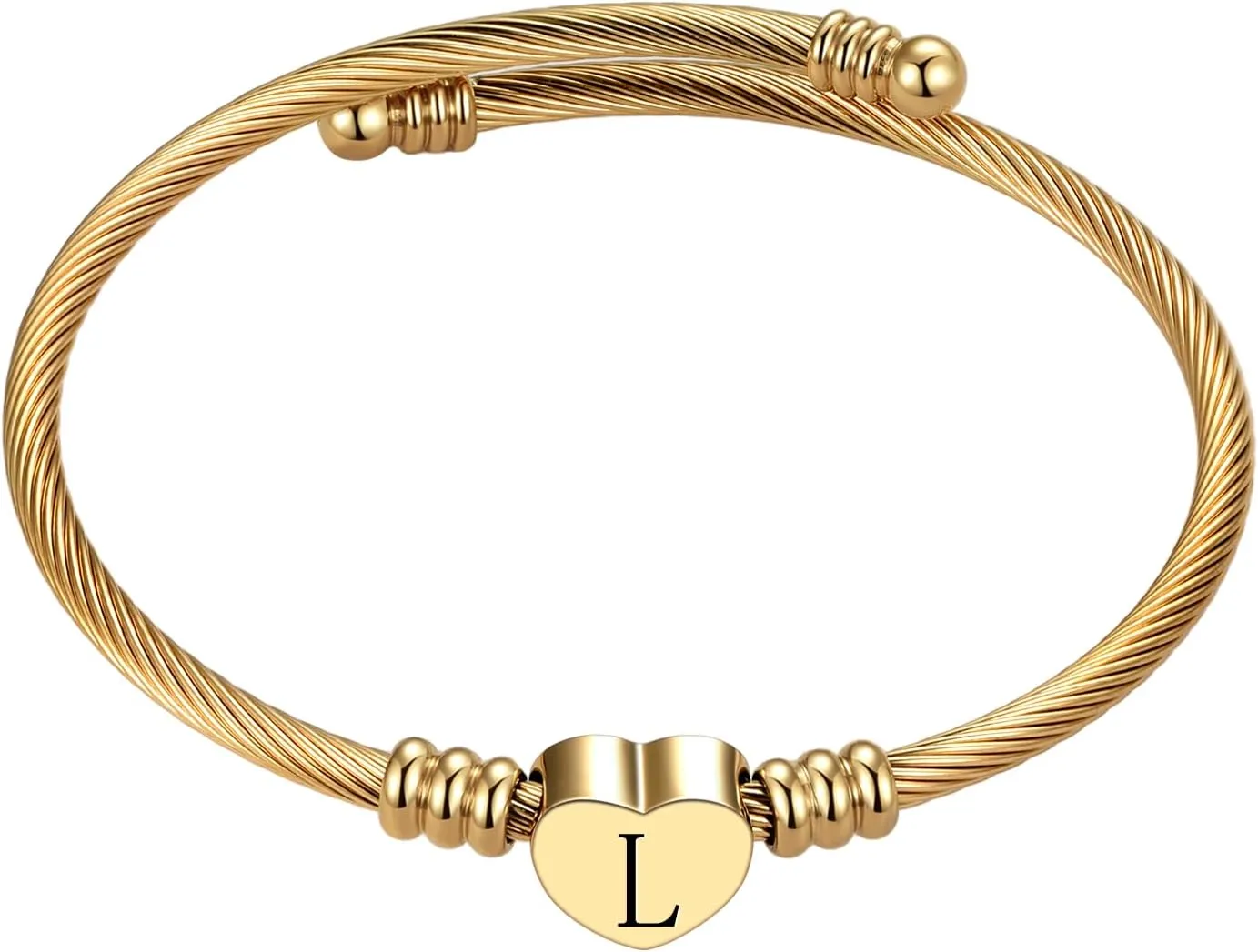 Gold A-Z Letter Bangle Initial Bracelet Women for Women Family Christmas Name Love Gifts for Sister Mom Aunt Daughter Auntie Cousin Grandma Day Alphabet Birthday Anniversary