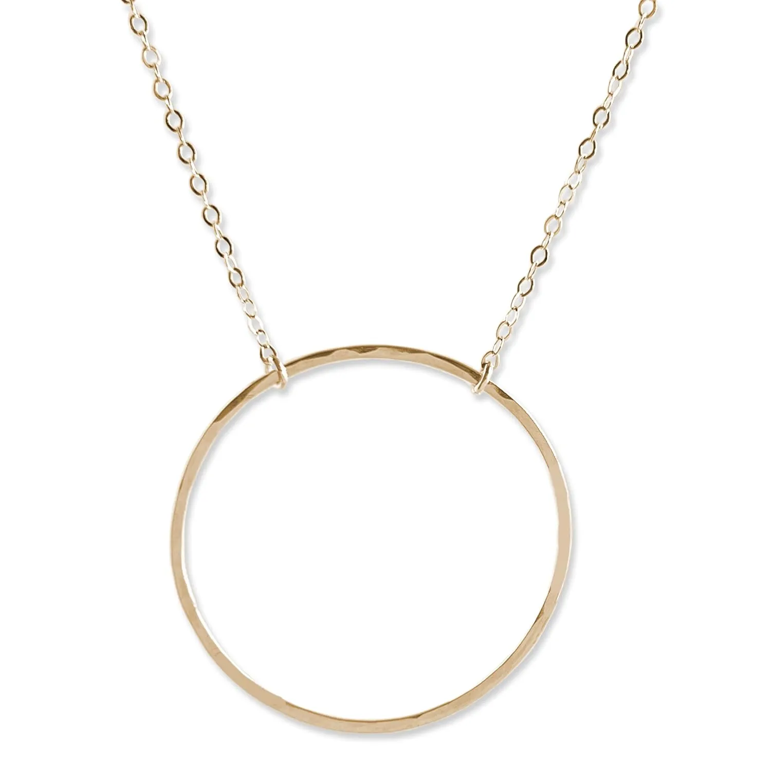 Gold Circle Necklace, 14k Gold Filled Circle Necklaces for Women, O Ring, Eternity Karma Large Pendant, Layering, Layered, Adjustable, Austin Down to Earth (14k Gold Filled, 18-20 inches)