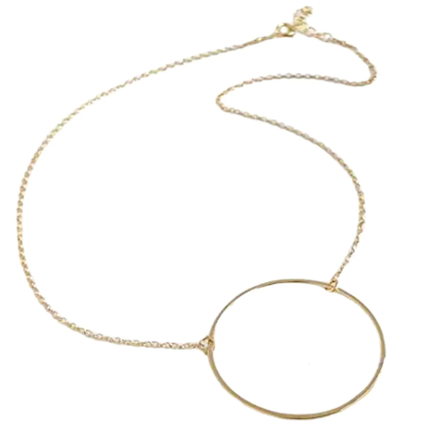 Gold Circle Necklace, 14k Gold Filled Circle Necklaces for Women, O Ring, Eternity Karma Large Pendant, Layering, Layered, Adjustable, Austin Down to Earth (14k Gold Filled, 18-20 inches)