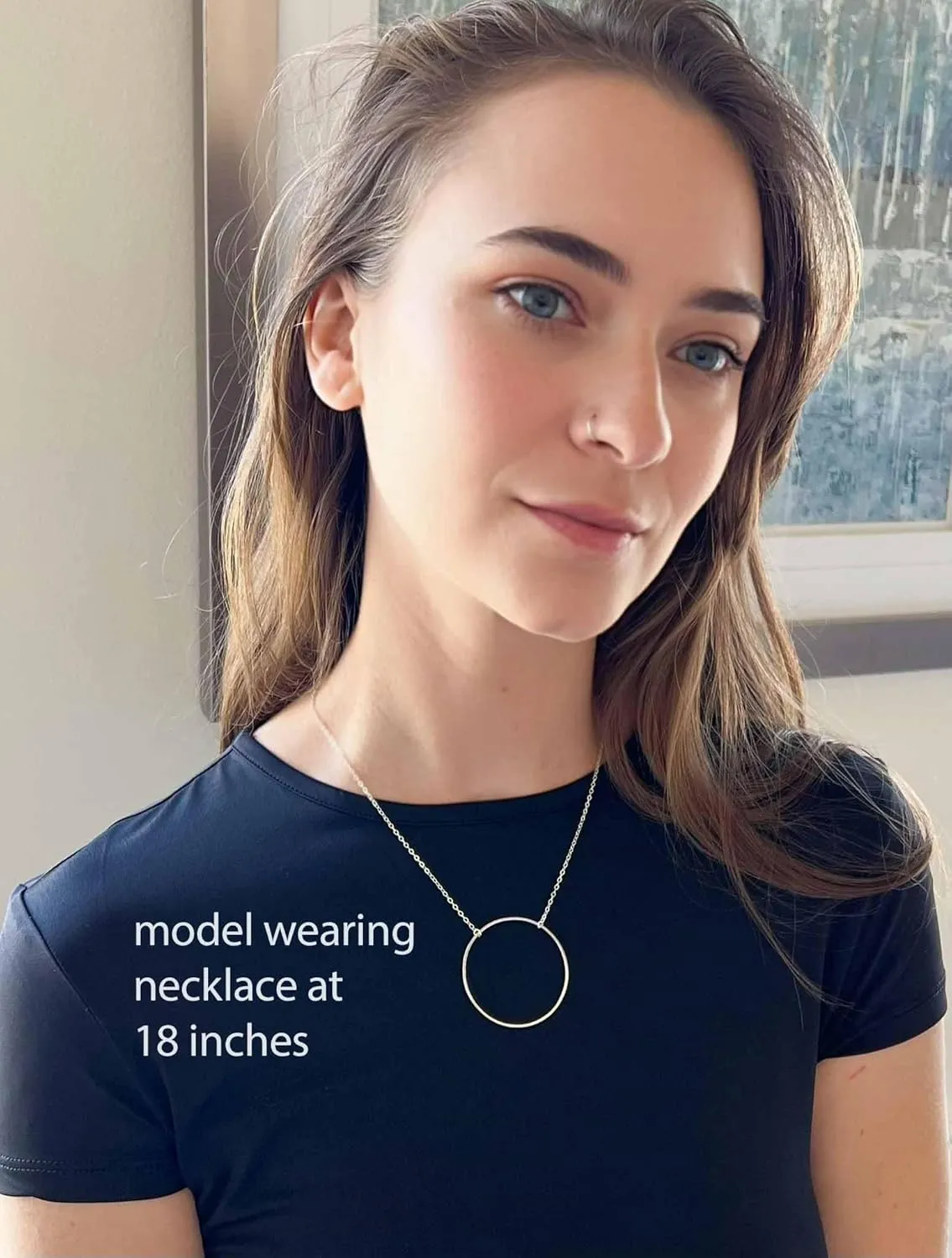 Gold Circle Necklace, 14k Gold Filled Circle Necklaces for Women, O Ring, Eternity Karma Large Pendant, Layering, Layered, Adjustable, Austin Down to Earth (14k Gold Filled, 18-20 inches)