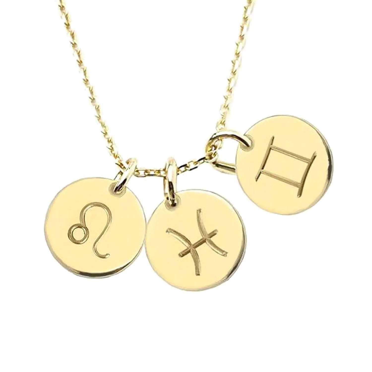 Gold Disc Zodiac Necklace | 14k Gold or Sterling Silver Multi Disc Horoscope Necklace | Personalized Birthday Gift for Women and Girls