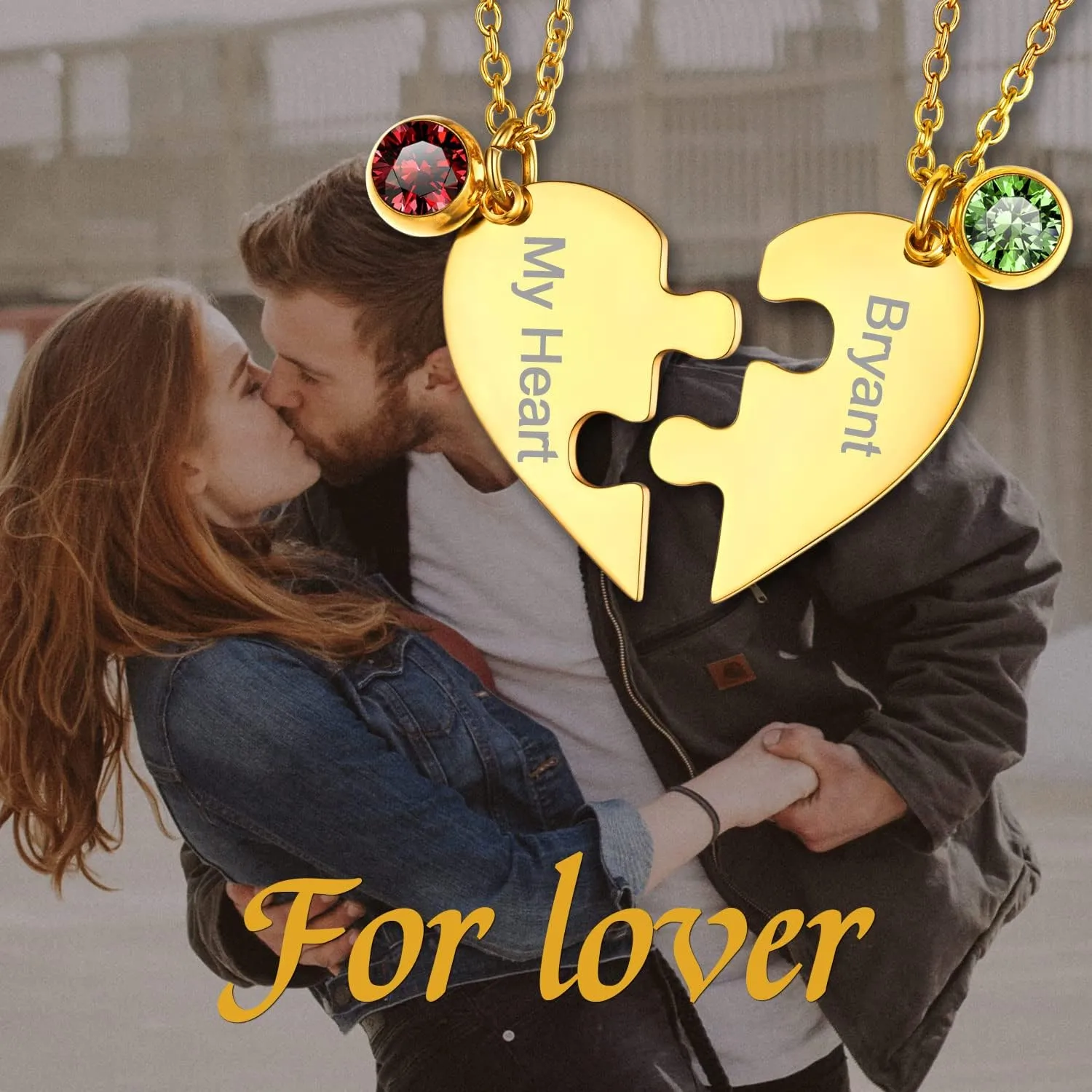 GOLDCHIC JEWELRY Puzzle Friendship Necklaces For Men Women, Stainless Steel Yin Yang Pendant Customized Heart Matching Necklace for 2/3/4/5/6 BFF Stitching Charm Jewelry For BFF Couple Family
