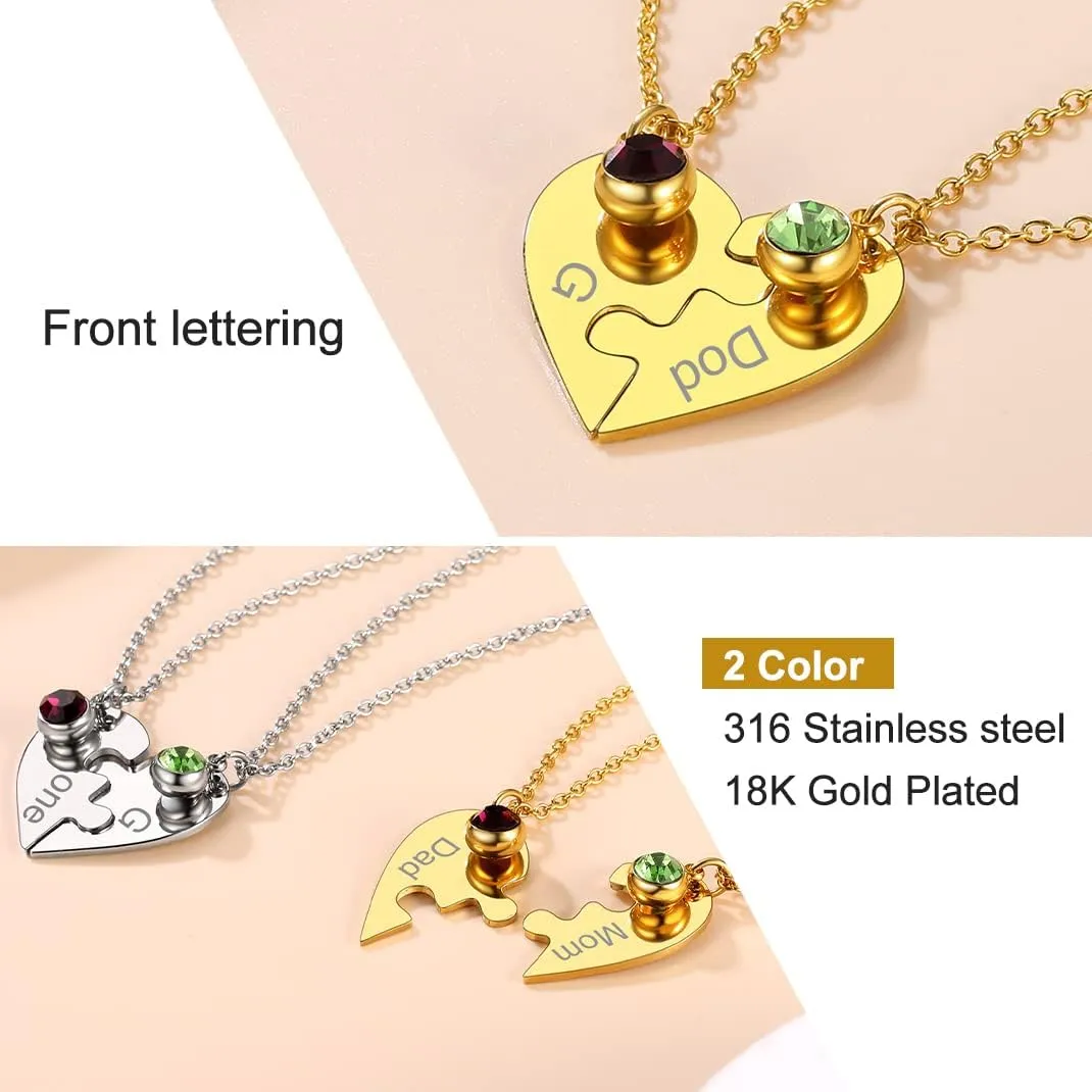 GOLDCHIC JEWELRY Puzzle Friendship Necklaces For Men Women, Stainless Steel Yin Yang Pendant Customized Heart Matching Necklace for 2/3/4/5/6 BFF Stitching Charm Jewelry For BFF Couple Family