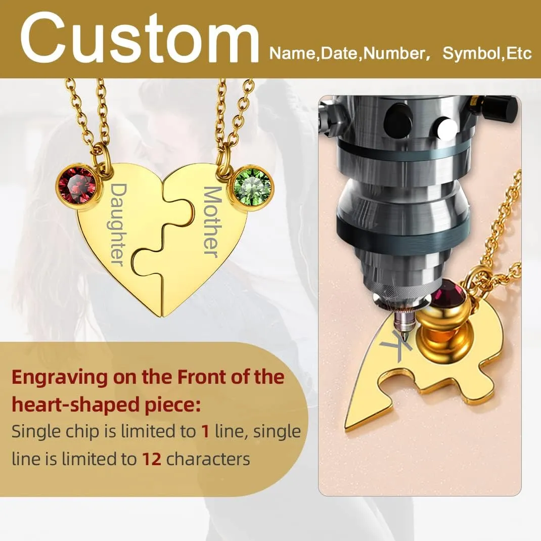 GOLDCHIC JEWELRY Puzzle Friendship Necklaces For Men Women, Stainless Steel Yin Yang Pendant Customized Heart Matching Necklace for 2/3/4/5/6 BFF Stitching Charm Jewelry For BFF Couple Family