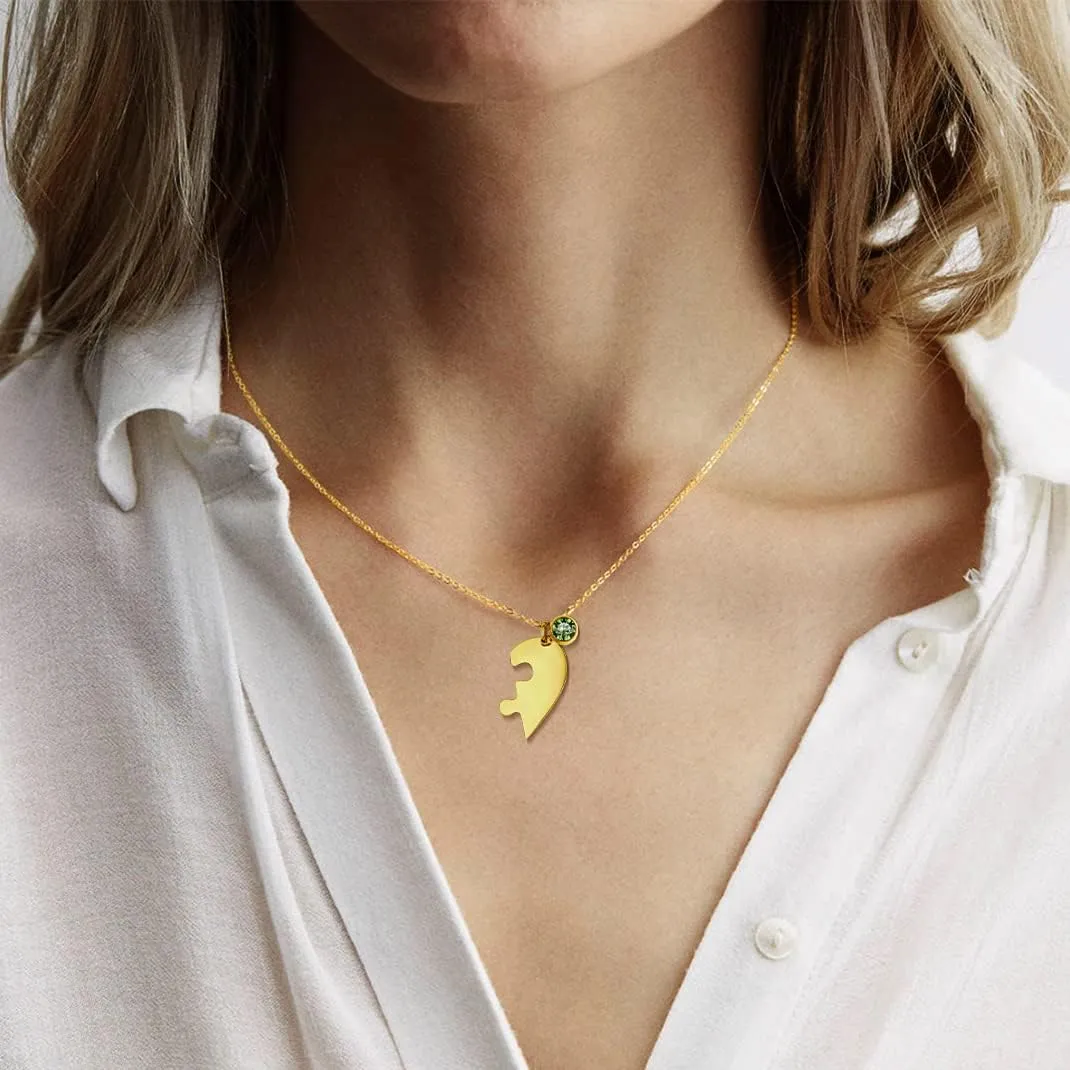 GOLDCHIC JEWELRY Puzzle Friendship Necklaces For Men Women, Stainless Steel Yin Yang Pendant Customized Heart Matching Necklace for 2/3/4/5/6 BFF Stitching Charm Jewelry For BFF Couple Family