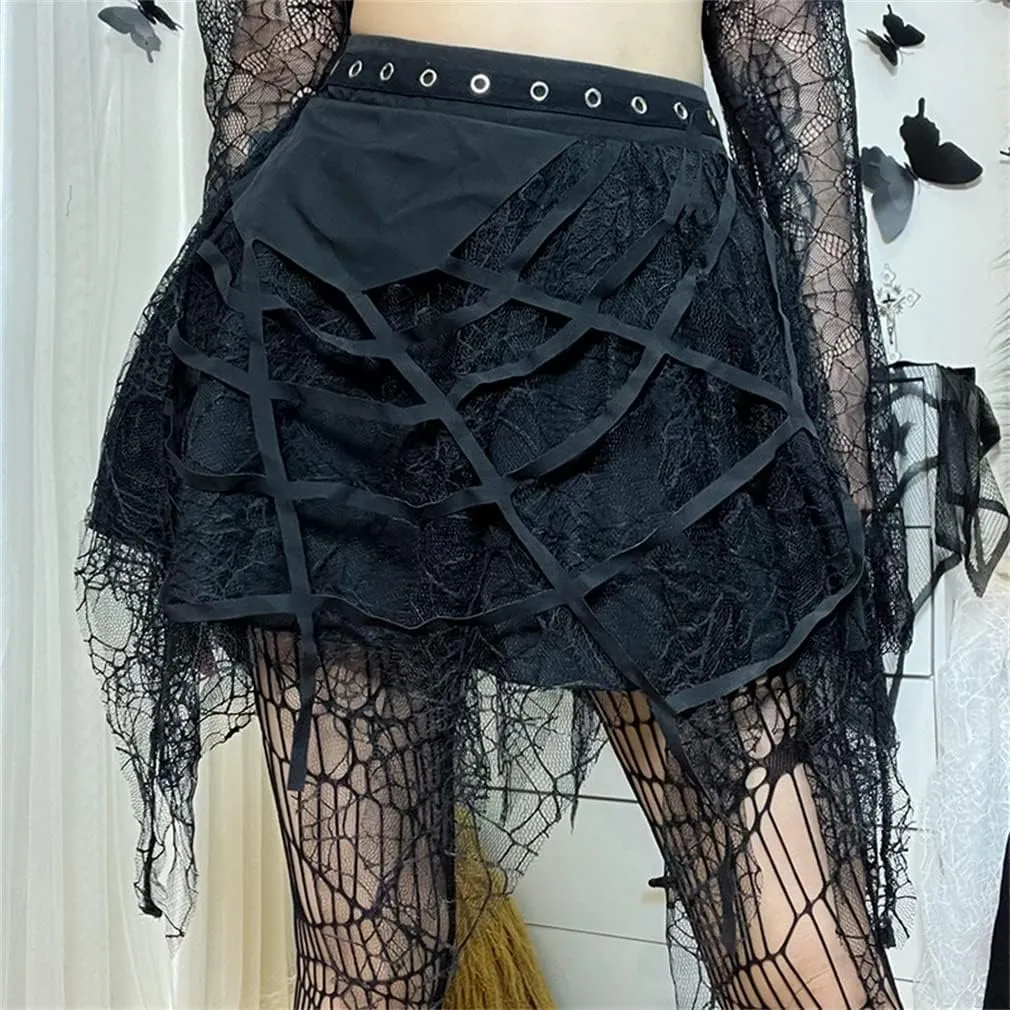 Goth Skirts for Women Black Sexy Punk Rock Skirt High Waisted