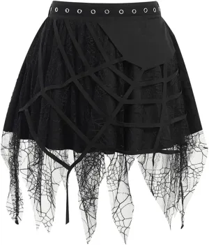 Goth Skirts for Women Black Sexy Punk Rock Skirt High Waisted
