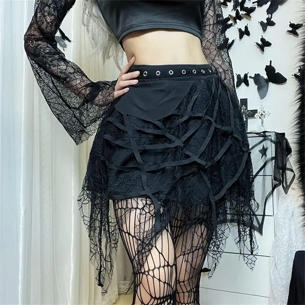 Goth Skirts for Women Black Sexy Punk Rock Skirt High Waisted