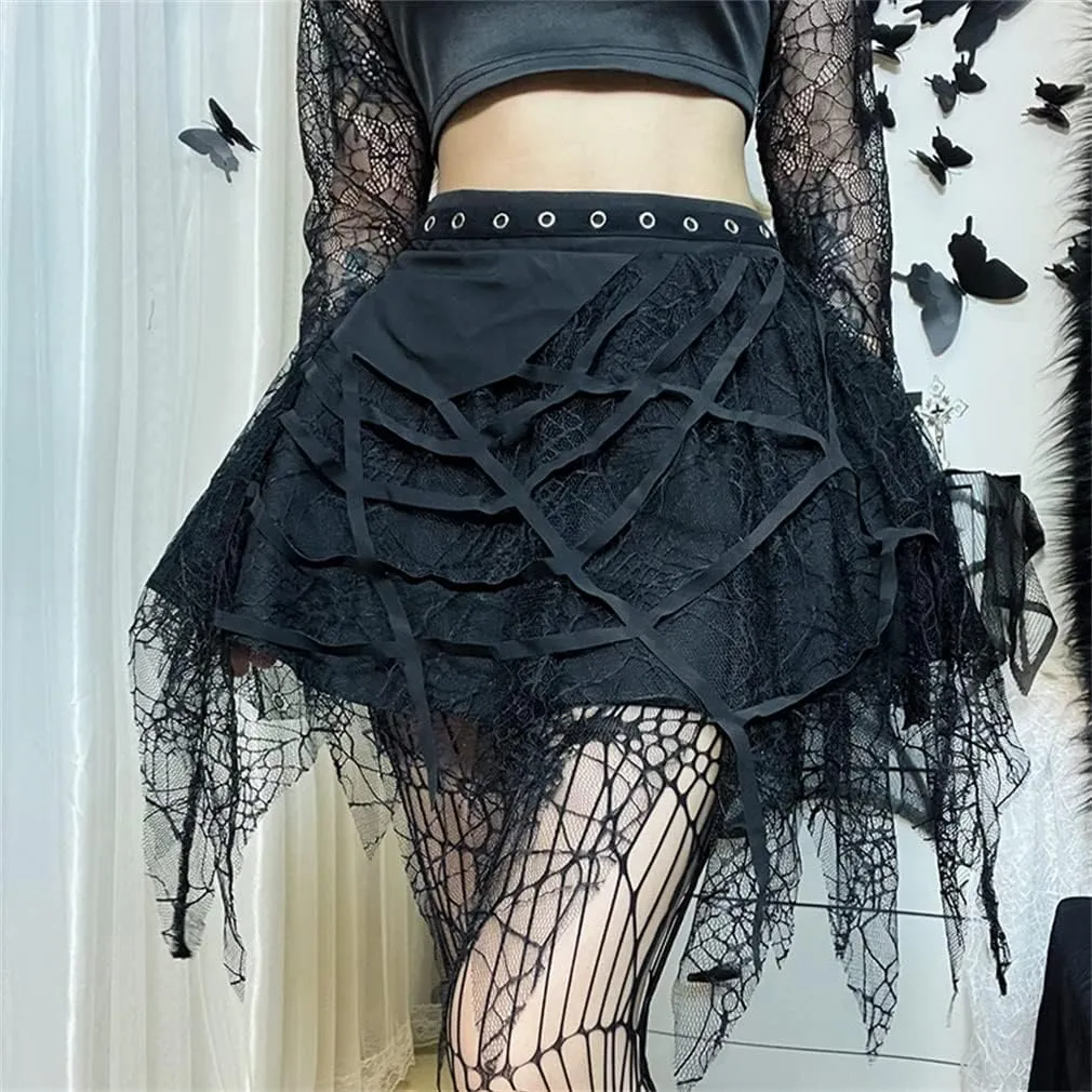 Goth Skirts for Women Black Sexy Punk Rock Skirt High Waisted