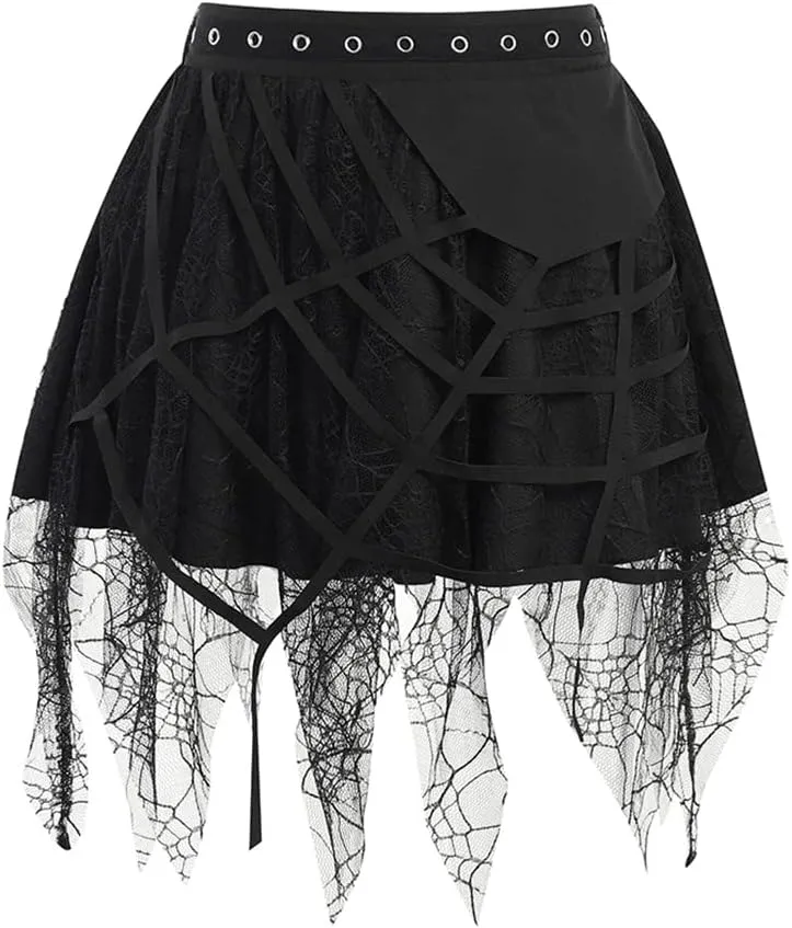 Goth Skirts for Women Black Sexy Punk Rock Skirt High Waisted