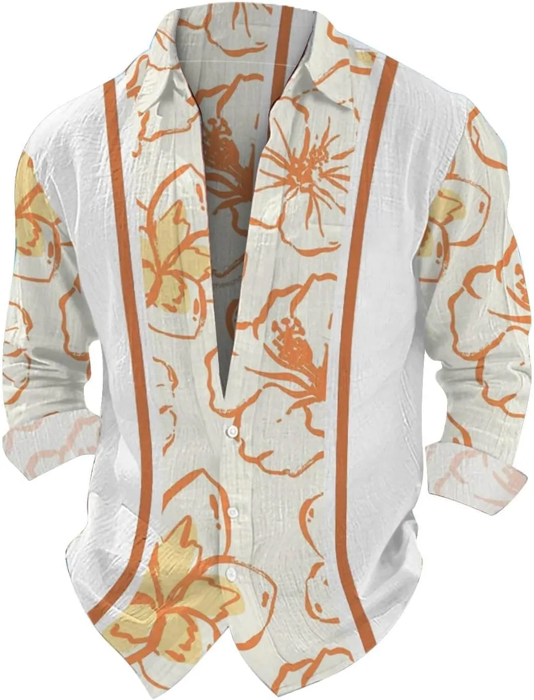 Graphic Button Down Tee Shirts for Men Long Sleeve Roll Up Wrinkle Free Summer Floral Turtle Print Vacation Tee Top